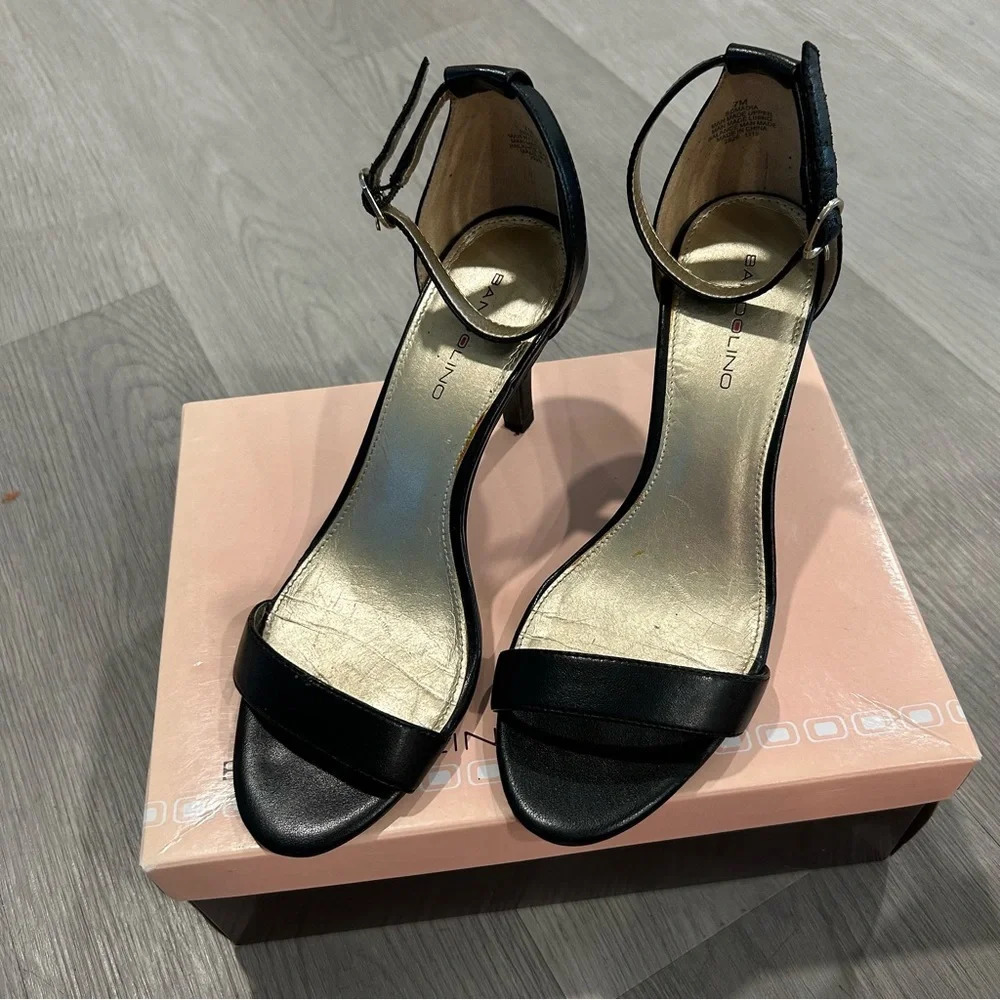 Bandolino Madia Black Synthetic Patent Dress Heeled Sandals 7